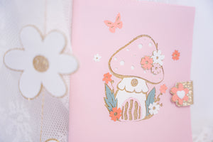 Protège carnet de santé personnalisé rose Collection champignon, cadeau naissance