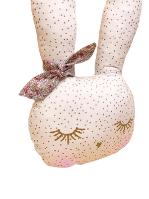 Coussin Lapin Gisèle la lapine trop belle Liberty - Crapaud Chou, le cadeau de naissance original et personnalisé
