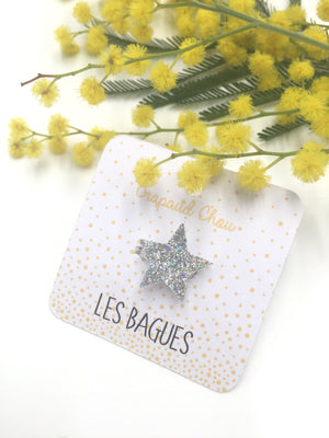 Bague fillette glitters étoile - Crapaud Chou, le cadeau de naissance original et personnalisé