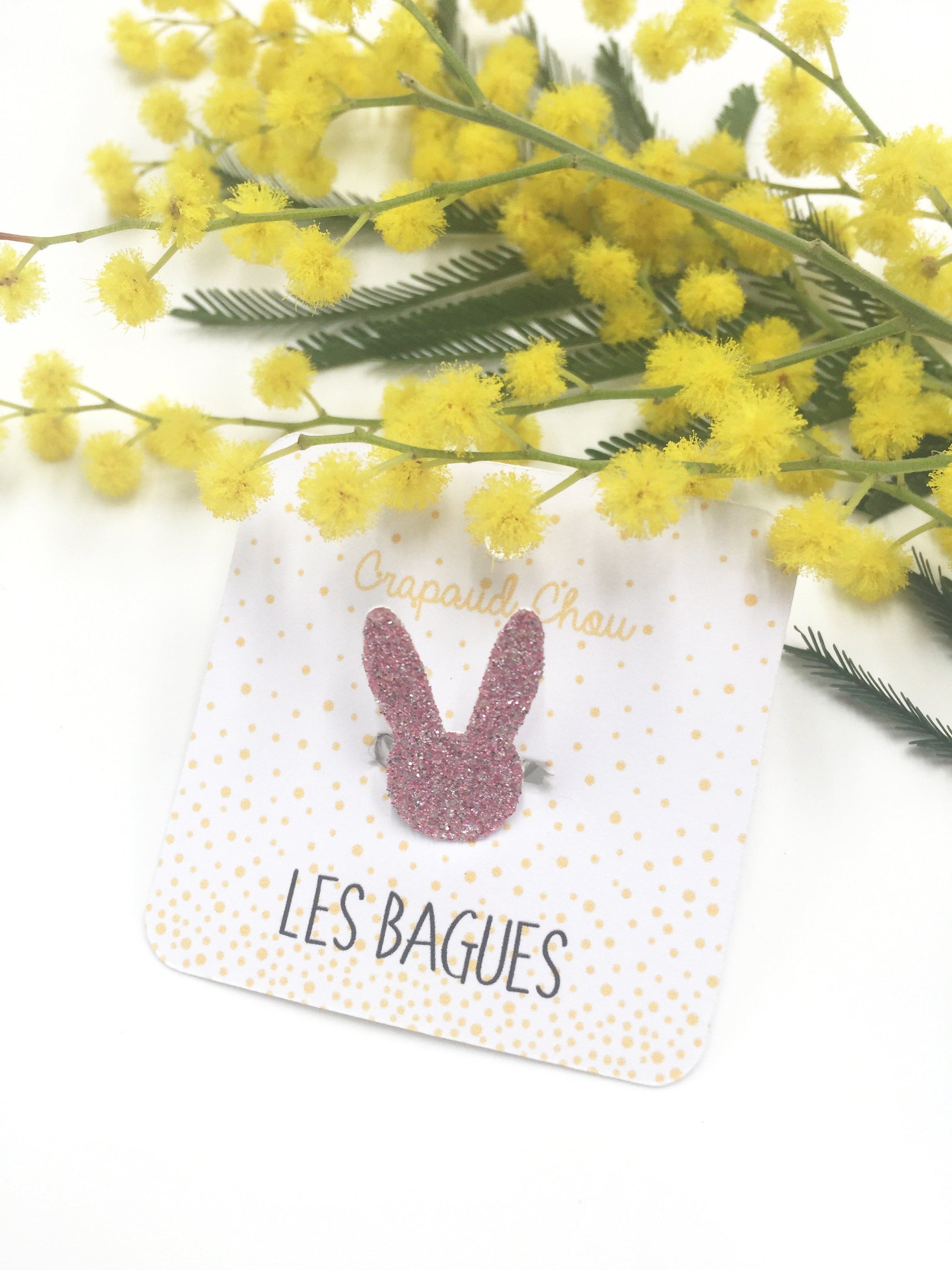 Bague fillette glitters lapin - Crapaud Chou, le cadeau de naissance original et personnalisé
