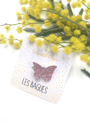 Bague fillette glitters papillon - Crapaud Chou, le cadeau de naissance original et personnalisé