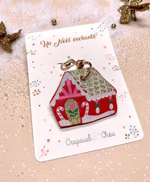 Porte clé de Noël Maison pain d'épice - Crapaud Chou, le cadeau de naissance original et personnalisé